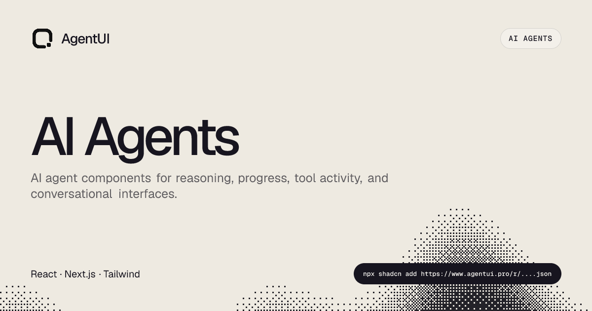 AI Agent Components — Animated React AI Interfaces · AgentUI